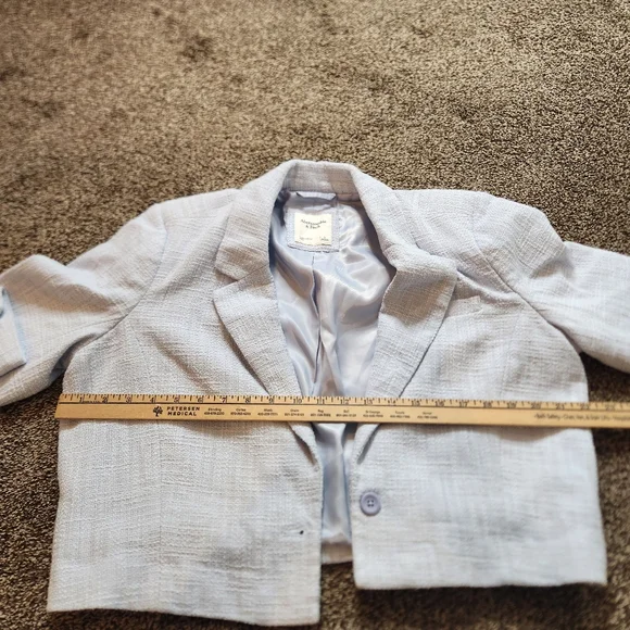 Abercrombie & Fitch Blue Tweed Cropped Blazer Size Large - Picture 6 of 7